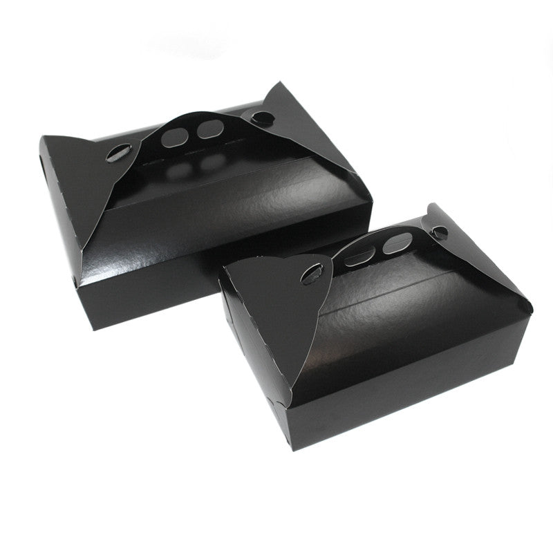 Scatole per paste e torte, di cartone, nere, due diverse misure 