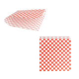 Carta alimentare per fritti a busta con scacco bianco e rosso 