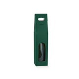 Porta bottiglia verde di cartone con finestra 