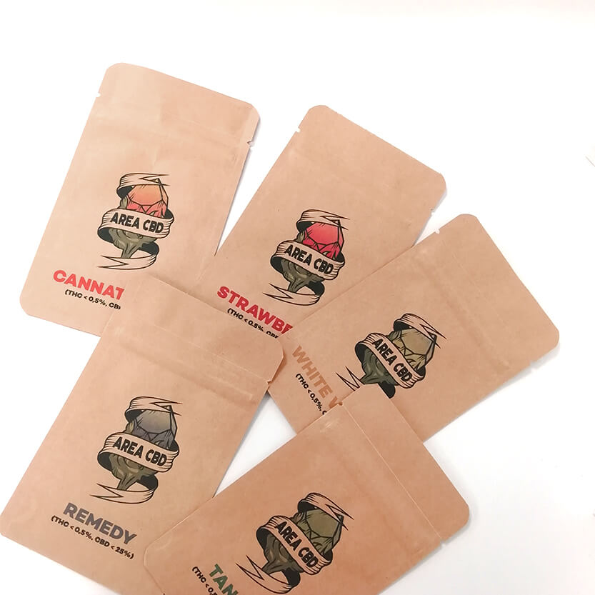 Buste avana con zip personalizzate e stese