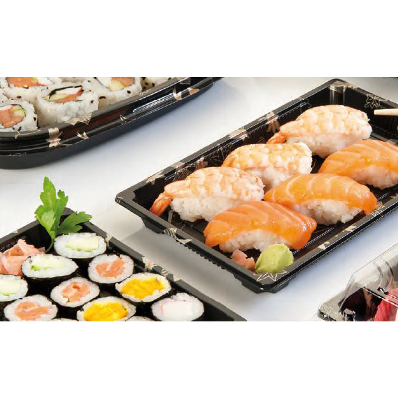 Piatti di plastica per sushi, pieni