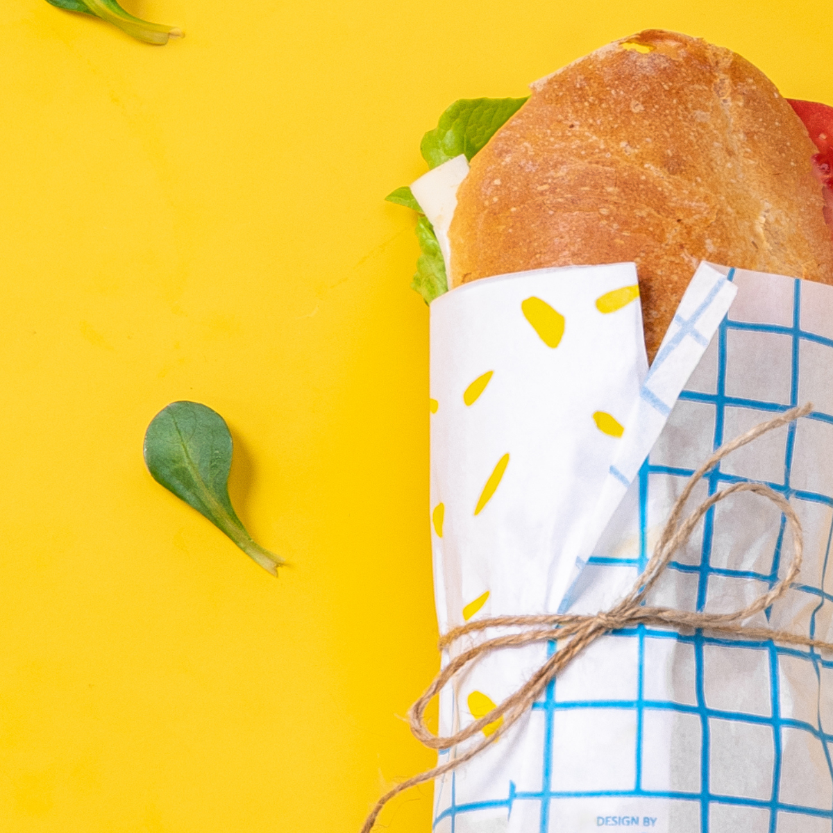 panino avvolto da carta colorata e spago