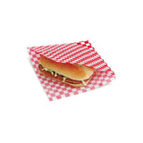 Sacchettino per panino a scacchi bianchi e rossi con dentro un panino