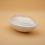 Ciotola cibo da asporto, base ovale di cartoncino e coperchio trasparente a cupola