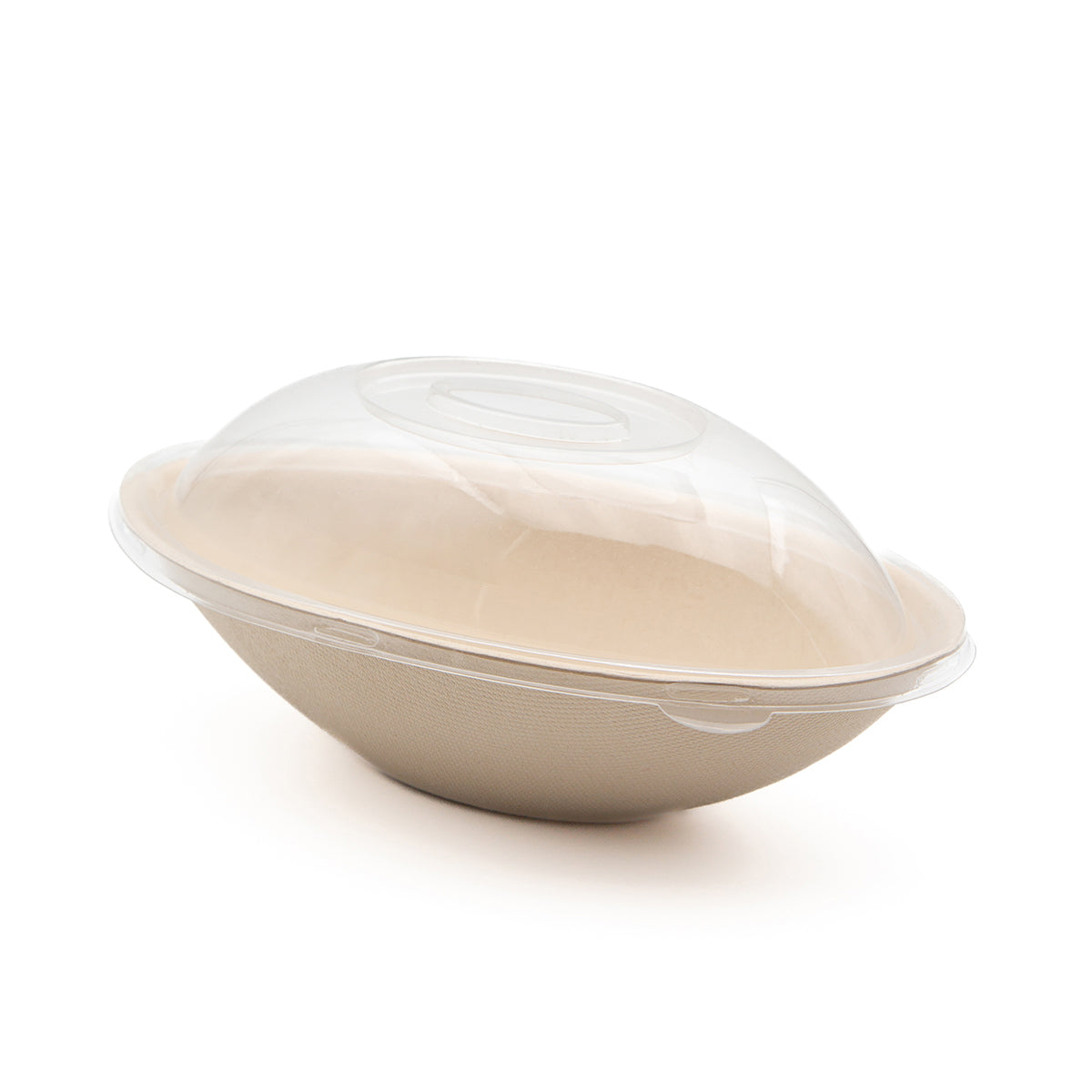 Ciotola  carta color vana con coperchio cupola trasparente, vuota