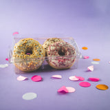 Confezione trasparente chiusa con dentro donuts 