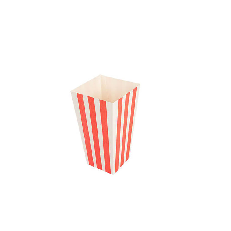 Contenitore  per popcorn a righe verticali bianche e rosse vuoto 