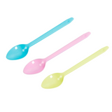 Cucchiaini colorati di plastica per granita, uno azzurro, uno rosa ed uno giallo