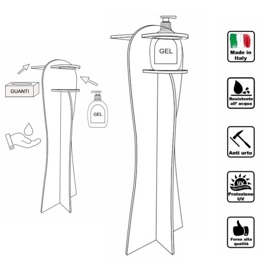 Disegno tecnico colonna porta igienizzante