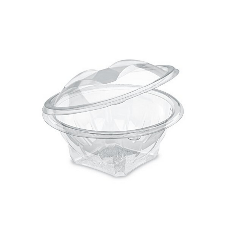 Ciotolina di plastica trasparente con coperchio attaccato