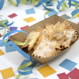 Vaschetta di cartoncino color avana con dentro fratte fritte 
