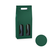 Scatola porta due bottiglie i vino, di cartone, color verde puntellato