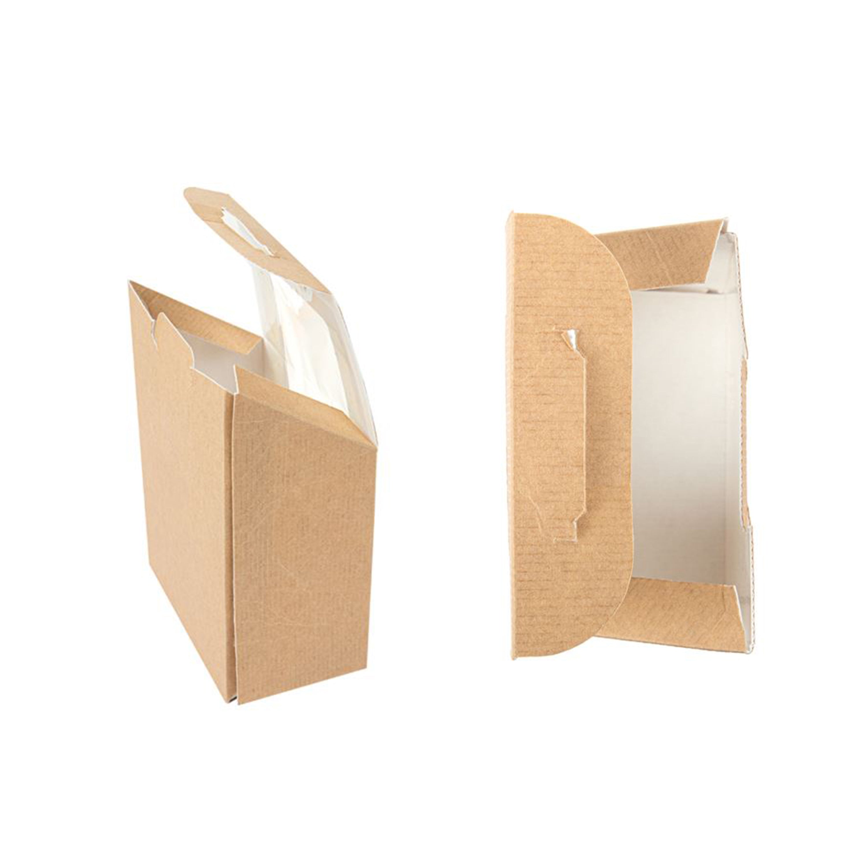 Scatola asporto con finestra, avana mostrata su due lati 