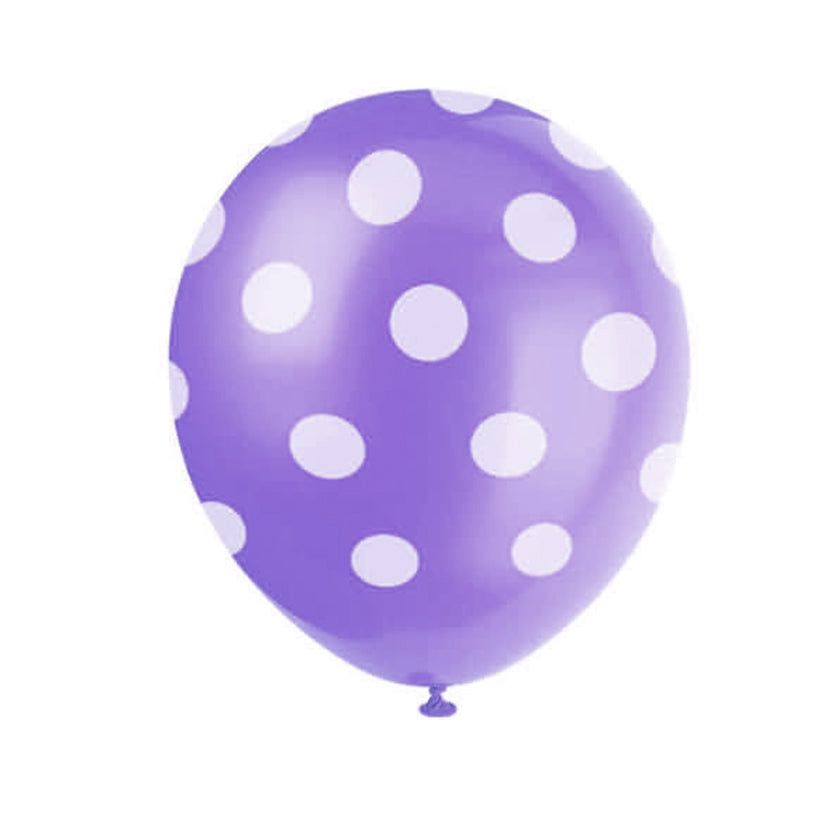 Palloncino viola con pois bianchi