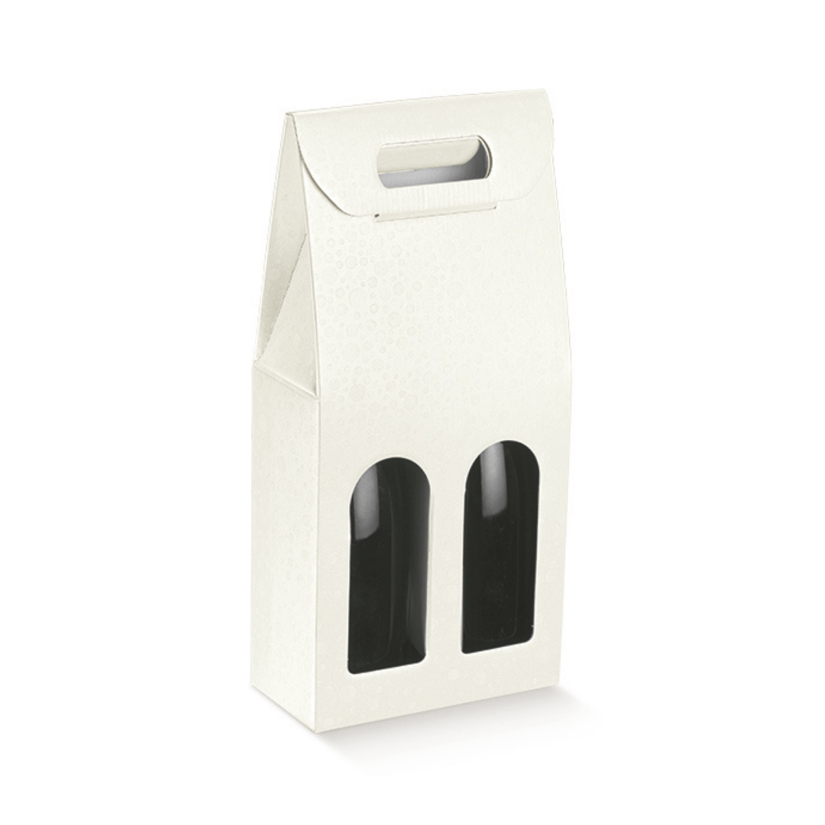 Scatola porta bottiglie con due finestre, bianca 