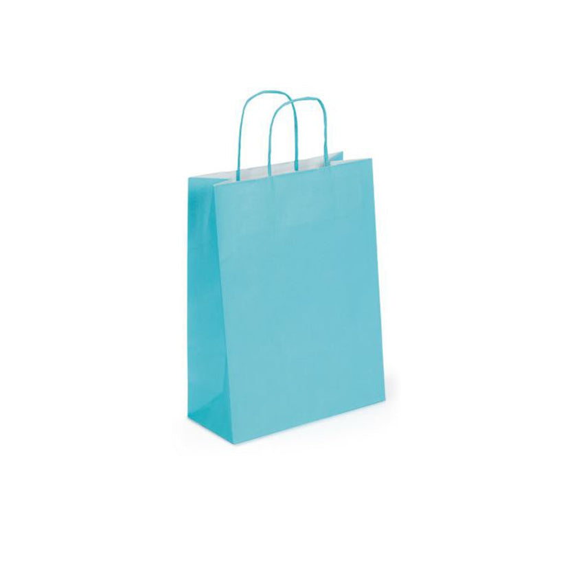 25 pz Shopper in carta colore azzurro da € 0,39 Cad + Iva