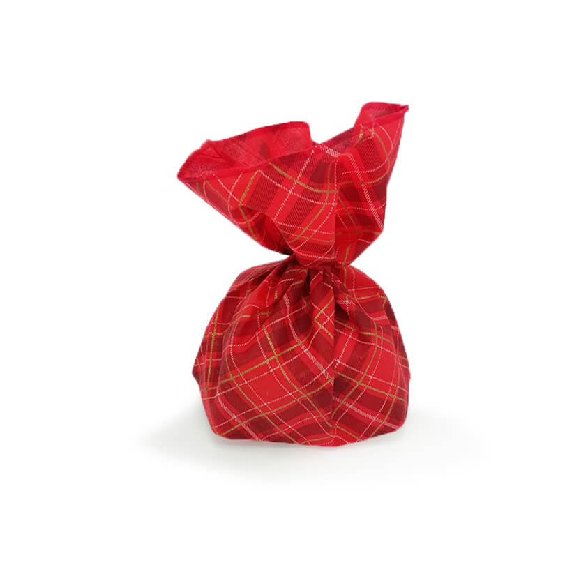 Carta per  confezionare panettoni , rossa scozzese 