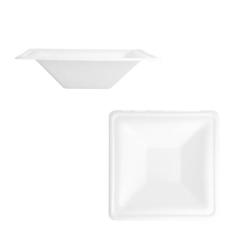 Piatto quadrato fondo in polpa di cellulosa bianco 