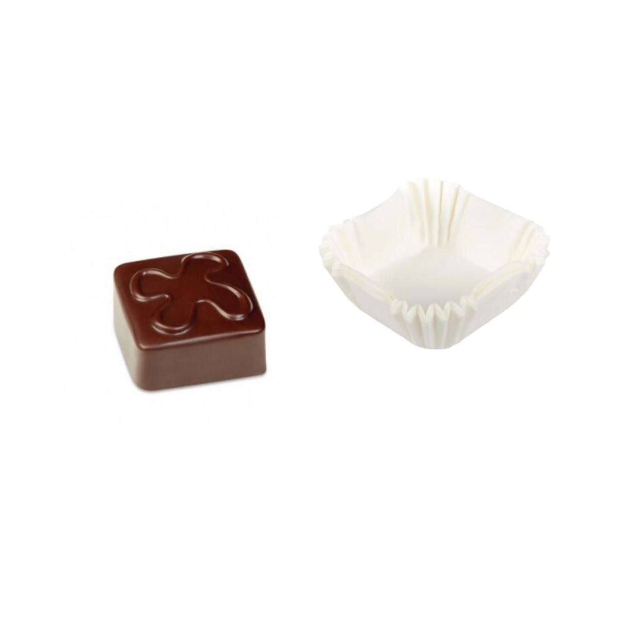 Pirottino quadrato bianco per cioccolatino e cioccolatino 