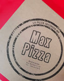 Dettaglio personalizzazione su scatola vana per pizza