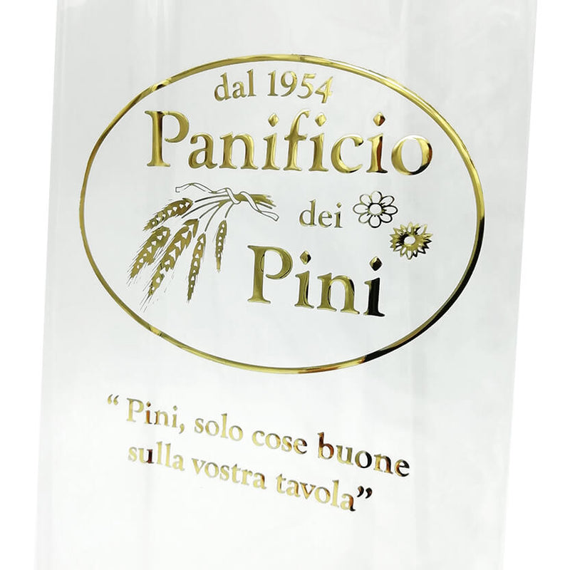 Dettaglio di logo personalizzato  su sacchetto trasparente 