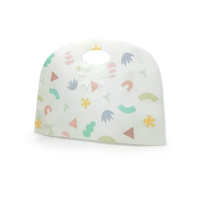 Sacchetto busta porta colomba bianco con elementi colorati e fiocco bianco 