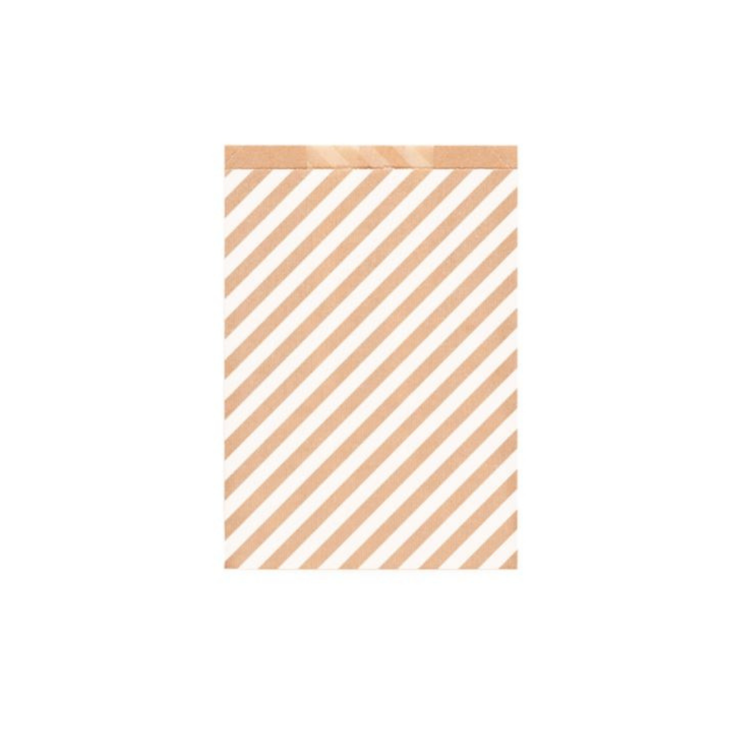 Sacchetto pe pane in carta a righe trasversali bianche e nocciola 