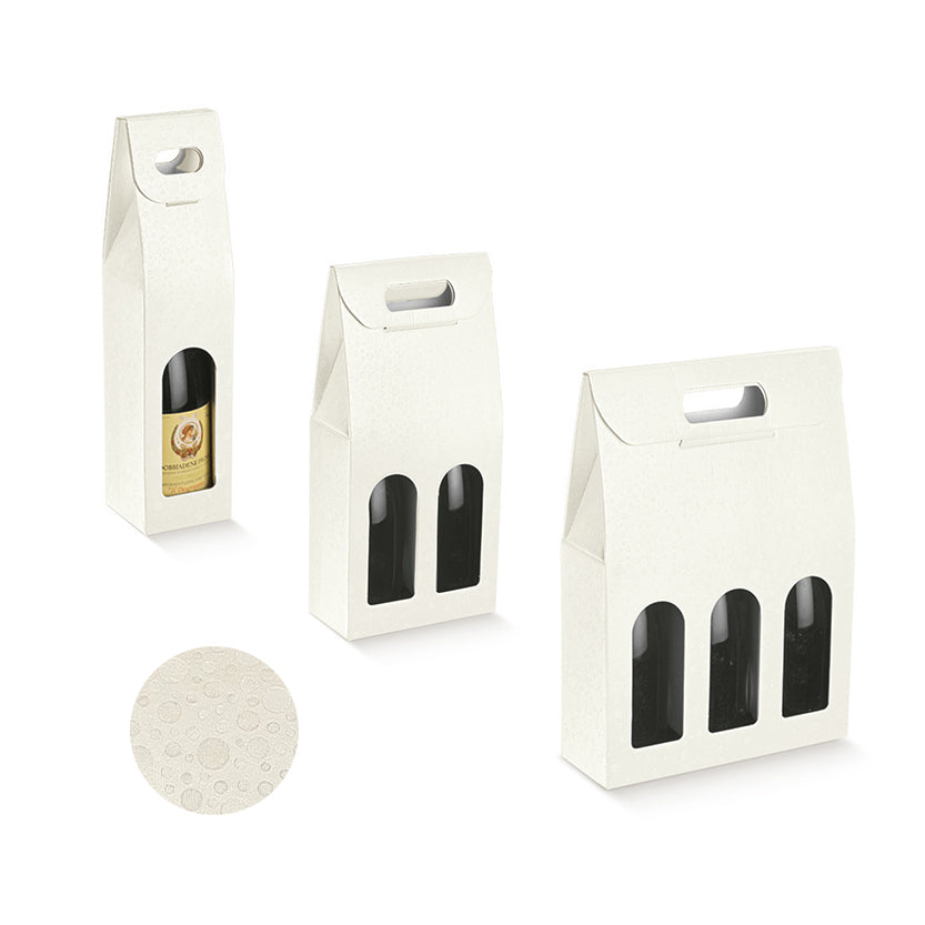 Confezioni porta bottiglie di vino, da uno, da due e da tre bianche 