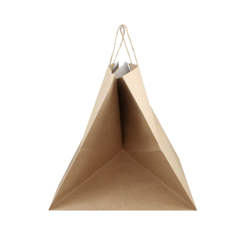 Shopper di cartone color avana vista da lato 