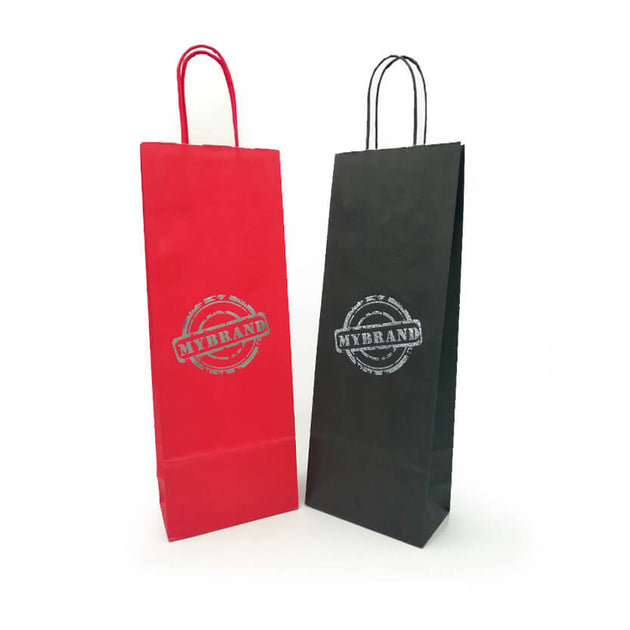 Shopper porta bottiglia di vino personalizzate, una rosa ed una nera 