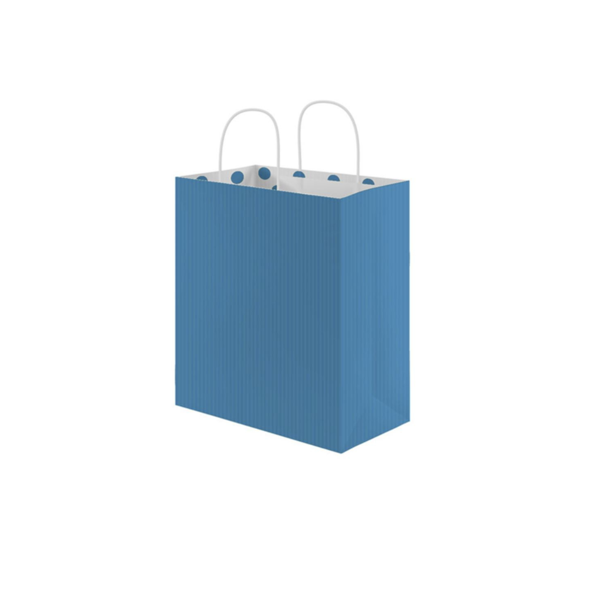 Shopper di carta azzurra con interno in pois