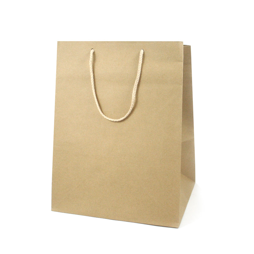 Shopper di carta con manico in cordoncino color avana