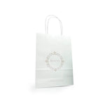 Shopper di cartone, bianca con cordino personalizzata con logo 