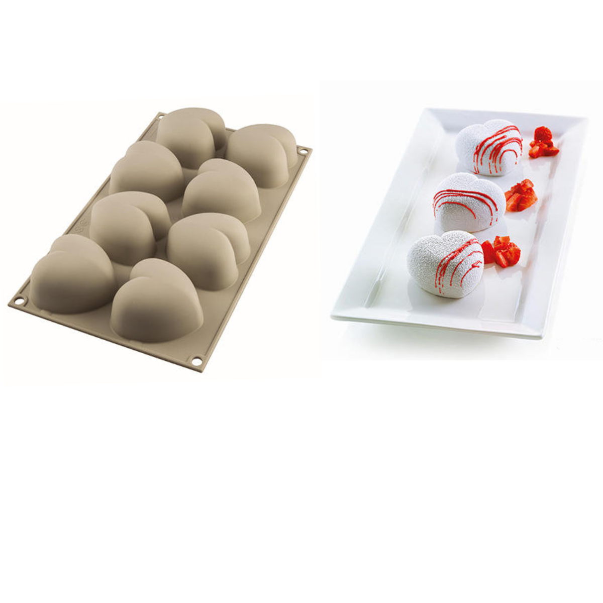 Stampo in silicone a forma di cuore e cioccolatini a forma di cuore 